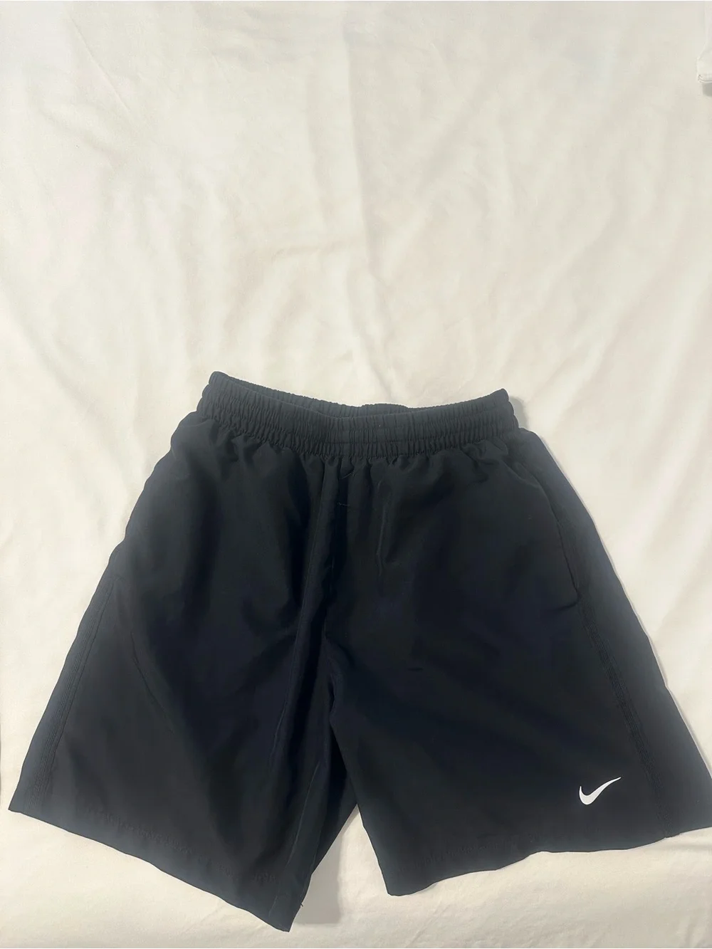 Nike Youth Black Athletic Shorts with White Swoosh